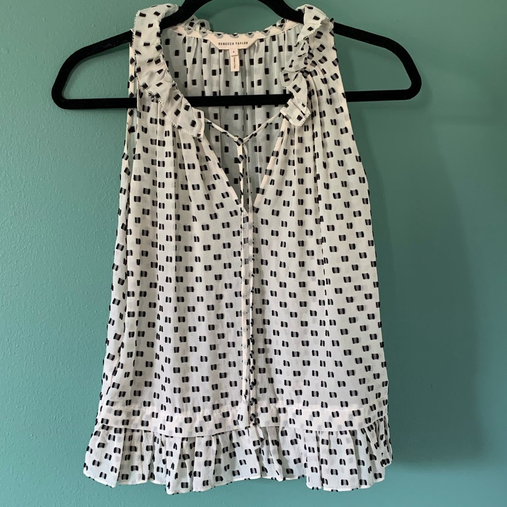 Rebecca Taylor Silk Blend Black and White Blouse